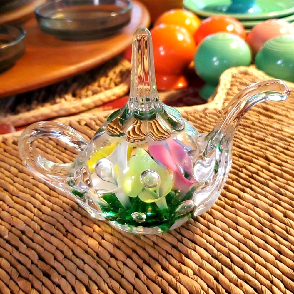 Antique "Joe ST.Clair"Hand Blown Glass Ring Holder